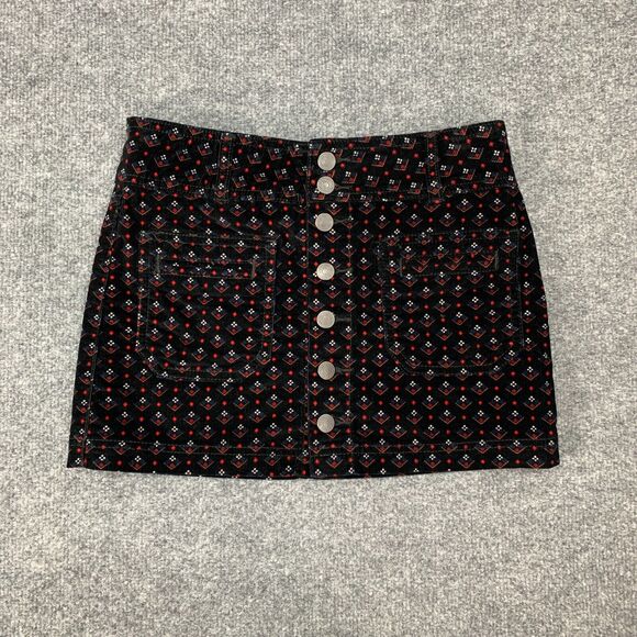 We The Free People Joanie Mini Skirt Womens 24 Corduroy Button Front Pockets - Picture 3 of 12